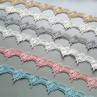 2 yard vintage polyester flower embroidered lace trim ribbon fabric garment sewing supplies craft diy handmade materials