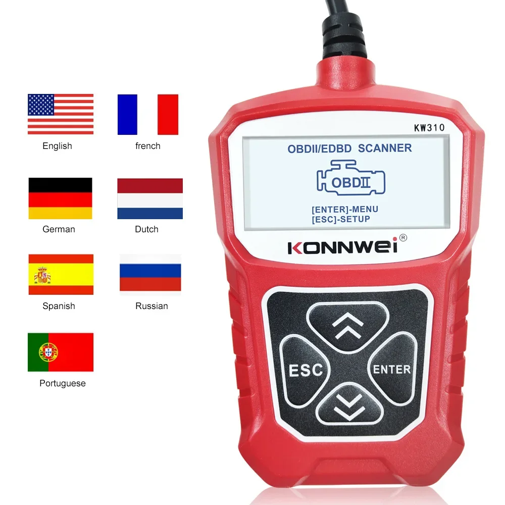 Фото Диагностический сканер KOWWEI STABLE KW310 OBD для автомобилей, считыватель кодов неисправностей, инструмент для диагностики авто, карта для чтения данных ELM327 OBD2 №3