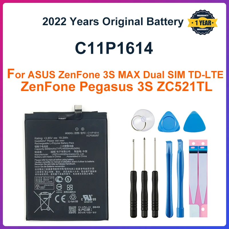 

Original ASUS C11P1614 Phone Battery For ASUS ZenFone 3S MAX Dual SIM TD-LTE ZenFone Pegasus 3S ZC521TL 5000mAh High Capacity