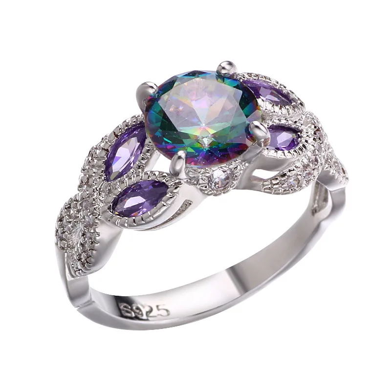 

Hot Selling Retro Style Colorful Water Droplets Elliptical Zircon Women's Fashion Ring Exquisite Headpiece Design Jewelry