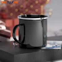 350ml enamel coffee mug coffee camp small enamel tea cups wide handle smooth rimportable durable for kitchenofficecamping