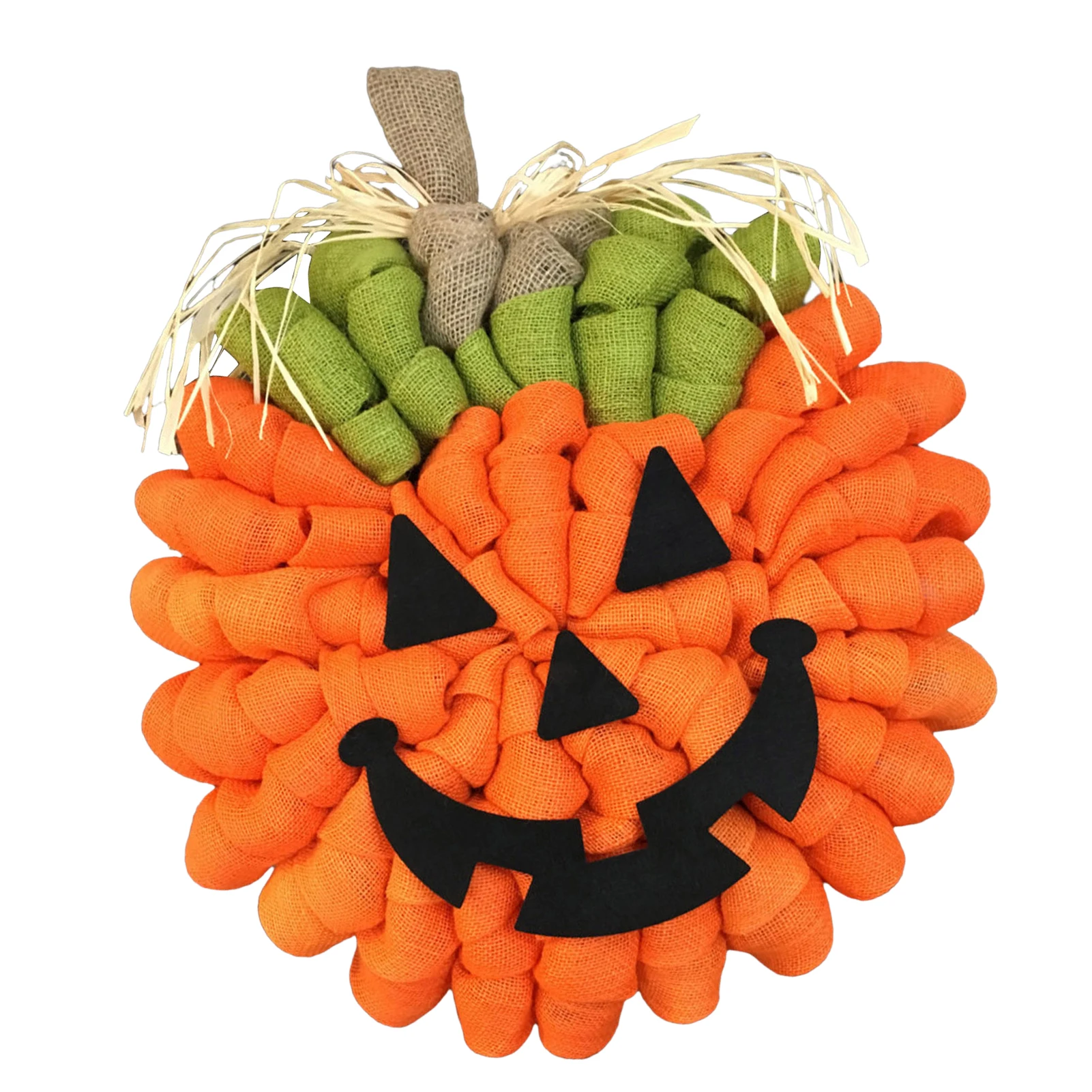 

Halloween Pumpkin Wreath Burlap Pumpkin Halloween Wreath Door Decoration Burlaps Jack-o-Lantern Wreath Ghost-Face Door Hanger