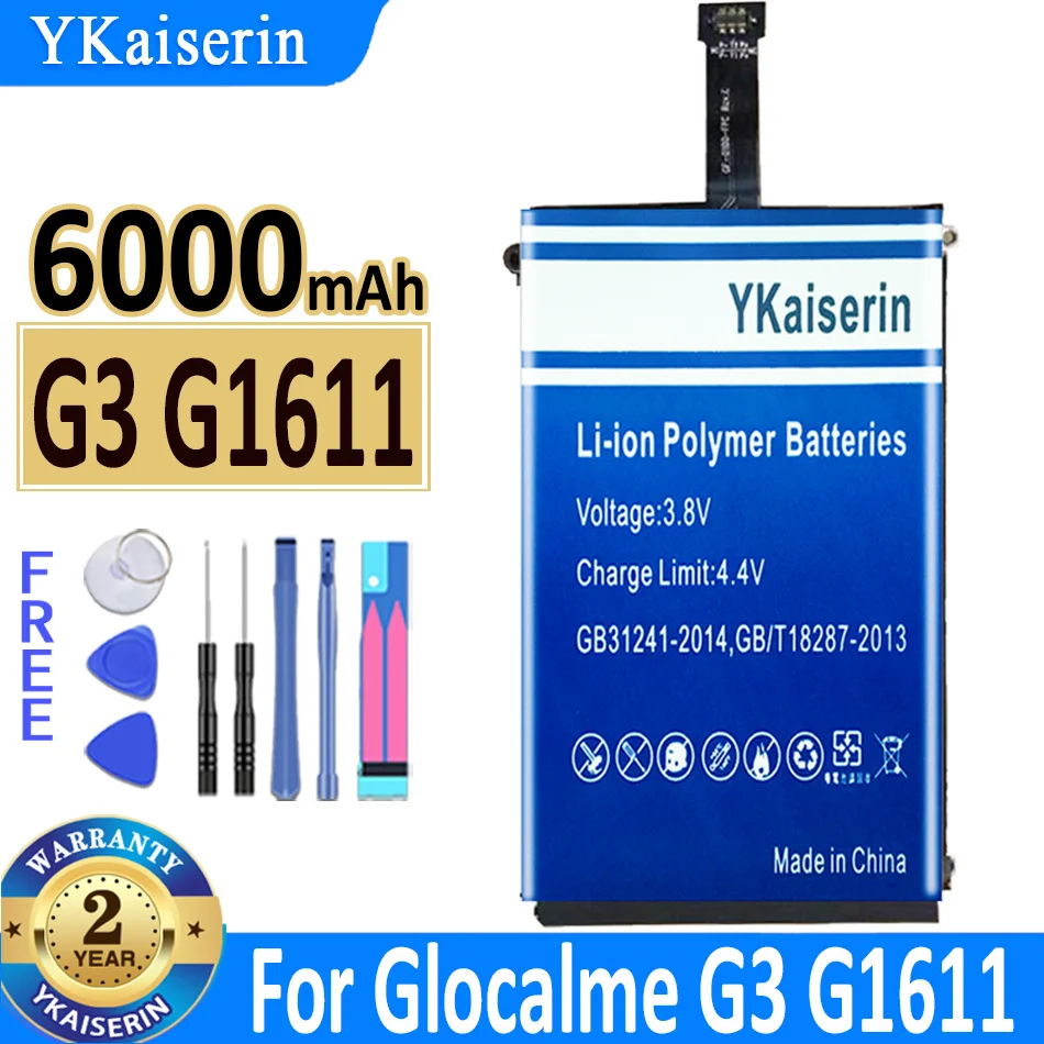 

Аккумулятор ykaisin G 3 G 1611 6000 мАч для Glocalme G3 G1611 + набор инструментов