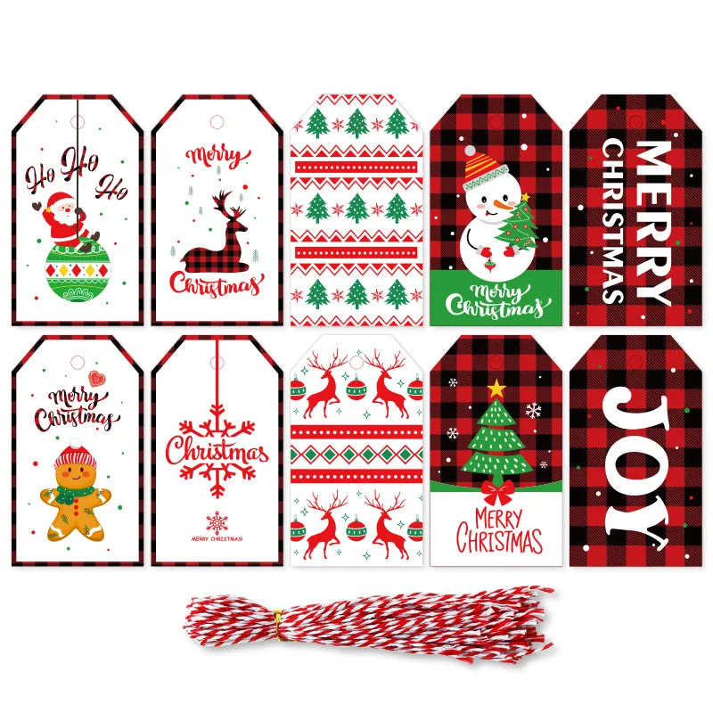 50шт с Рождеством Христовым Подарочные бирки со строками Xmas Decor Печатные бумажные