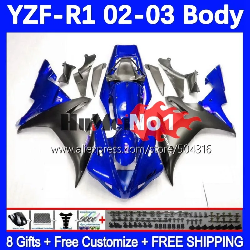 

OEM Bodys для YAMAHA YZF 1000 CC R1 R 1 YZF-R1 YZFR1 02 03 162MC.102 YZF1000 1000CC 02-03 YZF-1000 2002 2003 обтекатель синий глянцевый