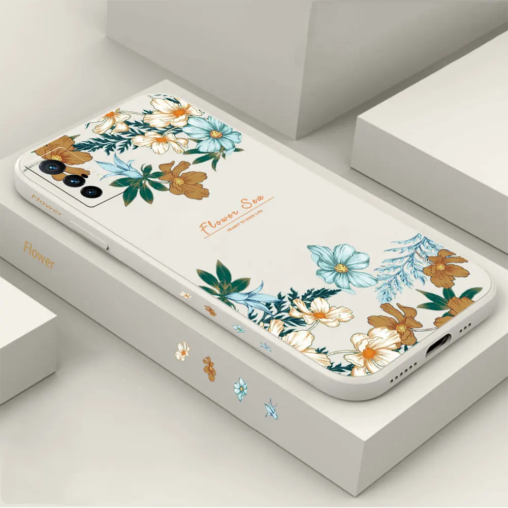 

Retro Flower Phone Case For VIVO X90 X80 X70 X60 X50 X30 X27 X23 X21S X21I X70T X60T X51 X21IA Pro Plus 4G 5G Cases Cover Fundas