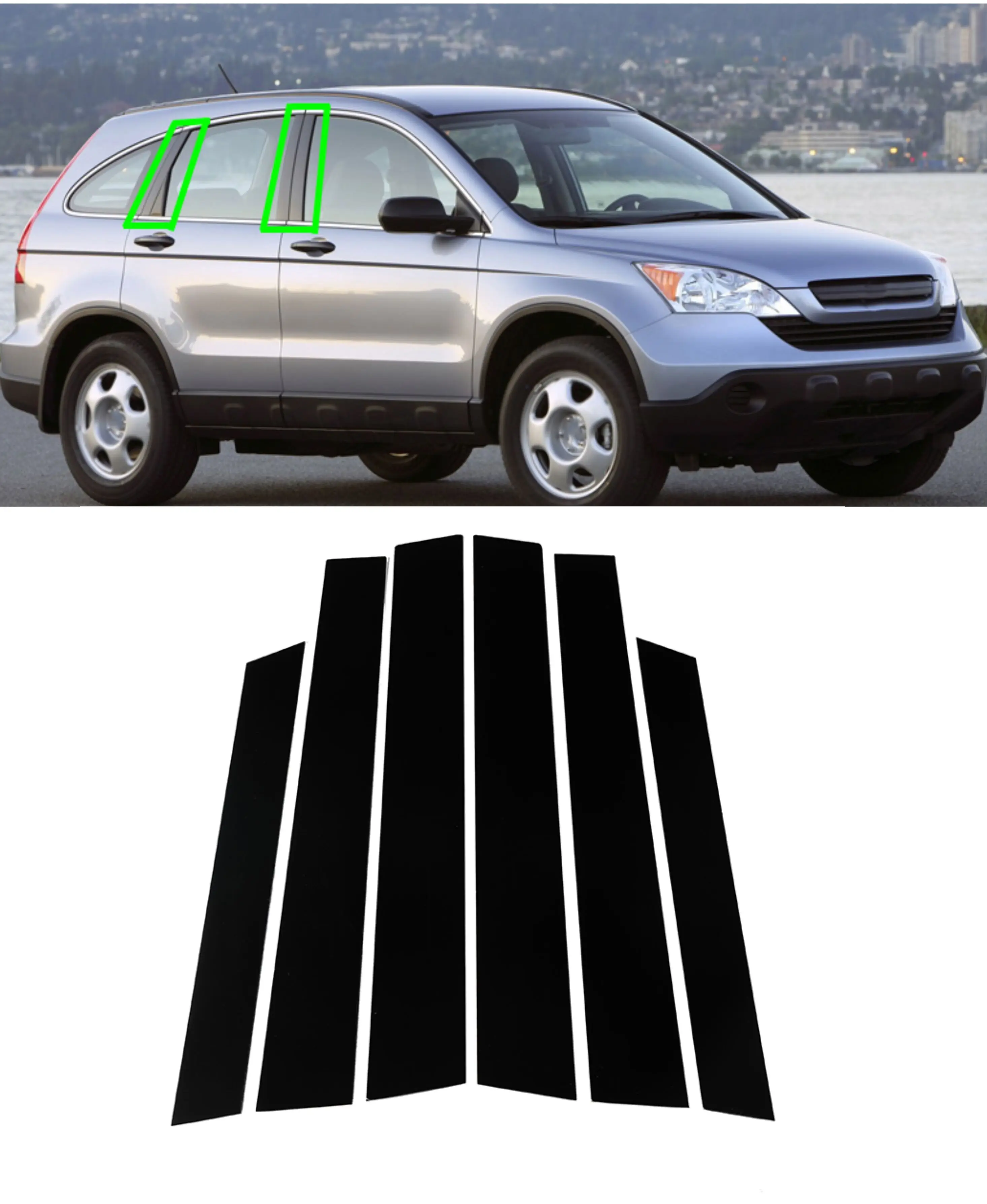 

6 шт., накладки на стойки окна двери автомобиля, наклейки для Honda CR-V для CRV 2007 2008 2009 2010 2011