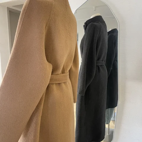 DNBS женское пальто весна/осень полиэстер черный/верблюжий