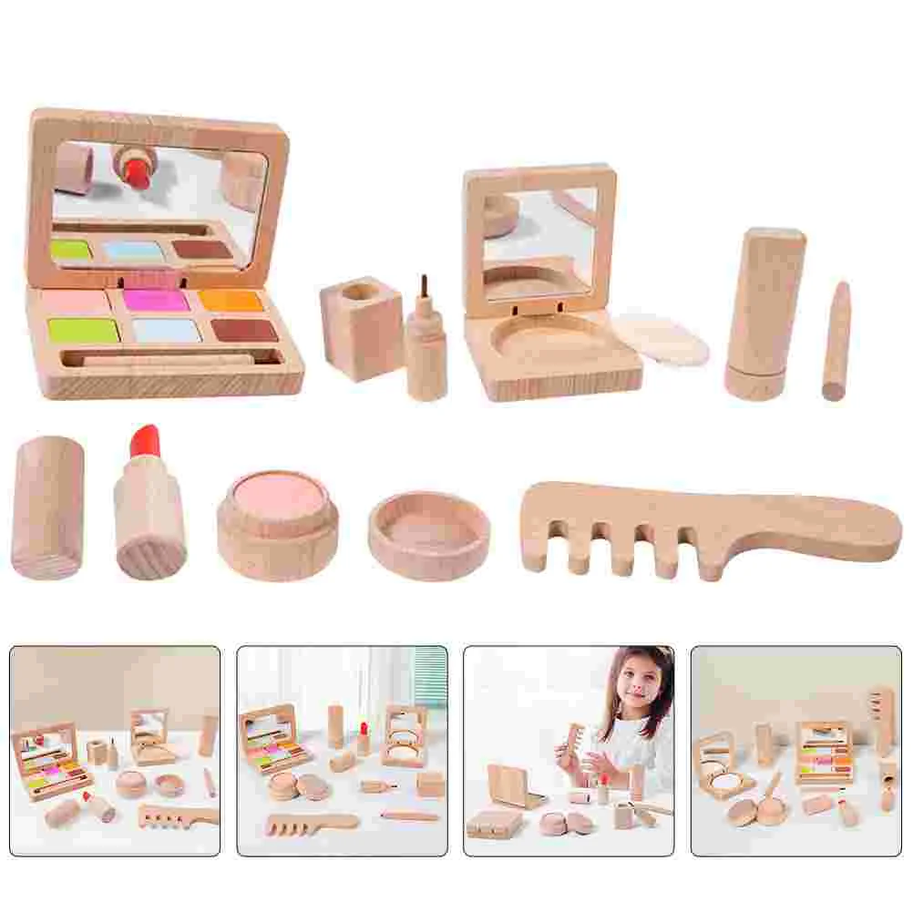 

Kids Pretend Play Toys Girls Birthday Gift Makeup Kit Toddlers Wooden Cosmetics