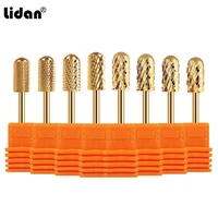 gold stainless steel smooth top burr nail drill bits manicure nail art tool professional electric drill file cutter grinding