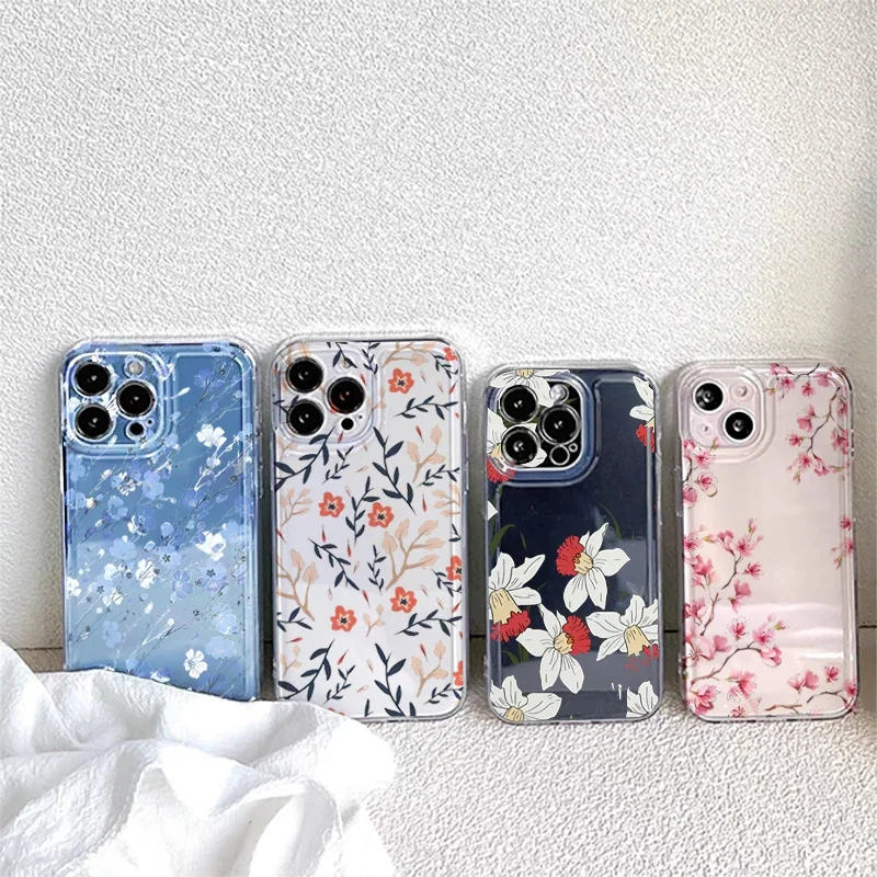 Фото Чехол для Motorola Edge40 Pro Moto G73 G72 G71 G52 G32 G22 G30 G60 G60S G9Play, чехол Flower Fashion Clear Floral №2