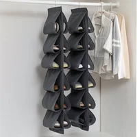Non-Woven Fabric Hanging Handbag Organizer For Wardrobe Closet  Storage Bag Multilayer Shoe Bag Washable Dust-Proof With Hanger