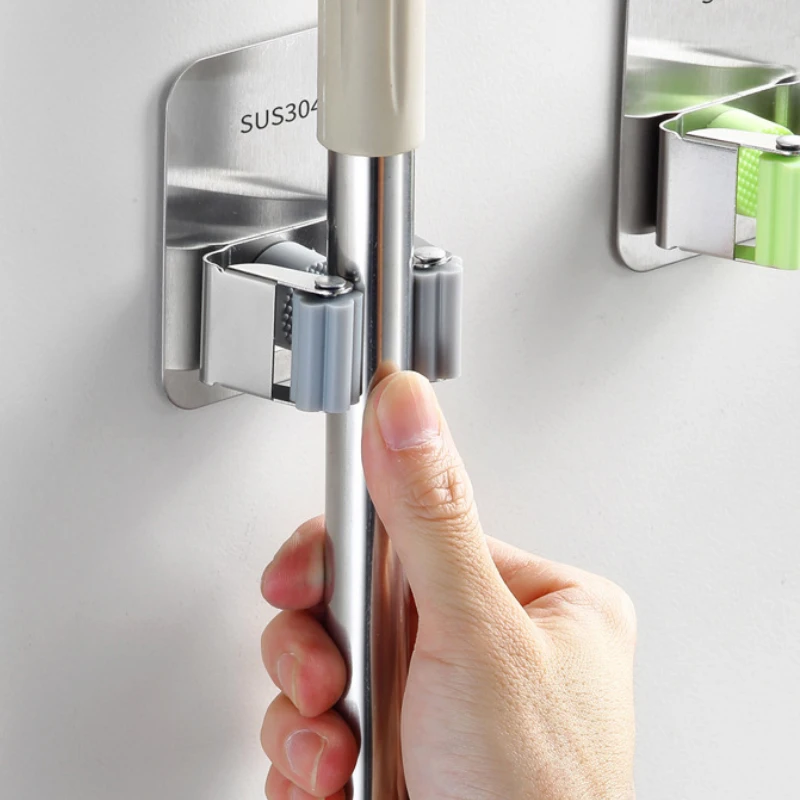 Broom Holder Wall Mounted Mop Household Adhesive Storage Hooks Hanger Racks Kitchen Bathroom Organizer Suction Hanging Pipe | Дом и сад