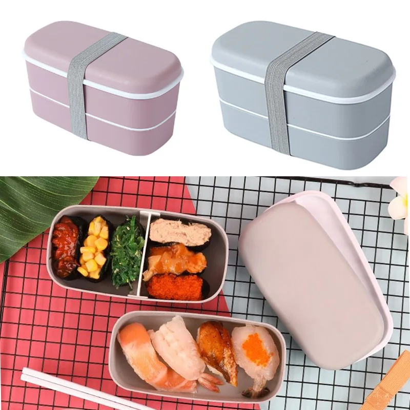 

New Double-layer Bento Box Portable Leak-proof Food Storage Container Sealed Picnic School Office Lunch Box Microwavable