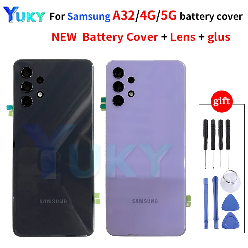 

Original New Samsung A32 4G/5G Battery Back Cover Door Rear Glass Housing Case For Galaxy A32 4G/5G With Camera Frame Lens