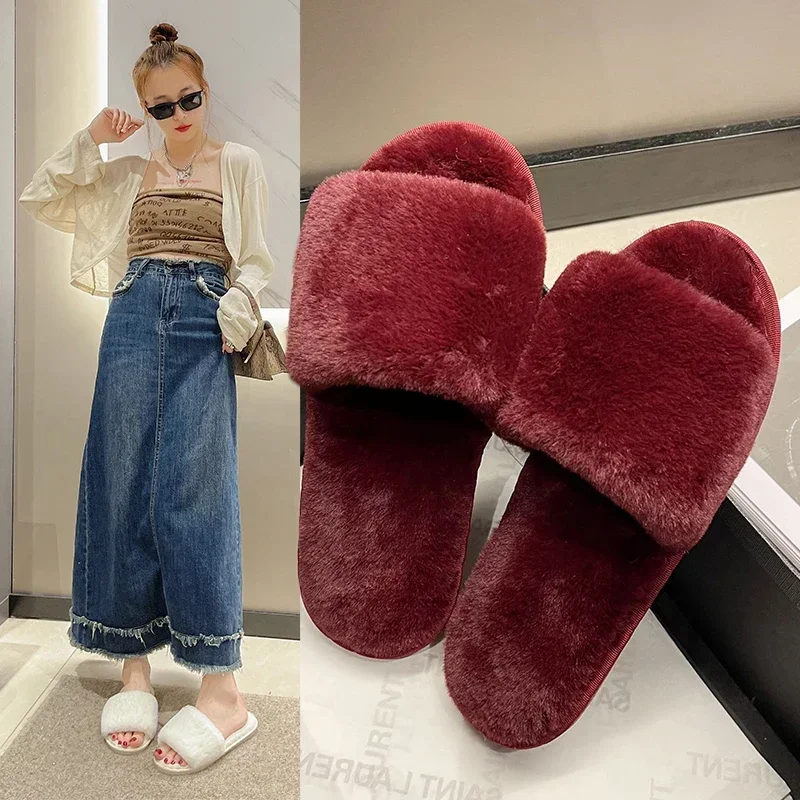 Зимние женские хлопковые тапочки на плоском каблуке. Новинка. Домашняя обувь