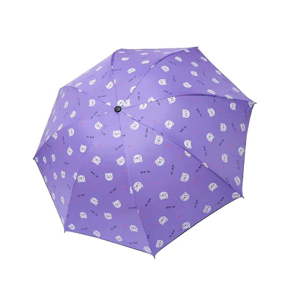 Креативные зонтики с мультяшным медведем тройного сложения от солнца для