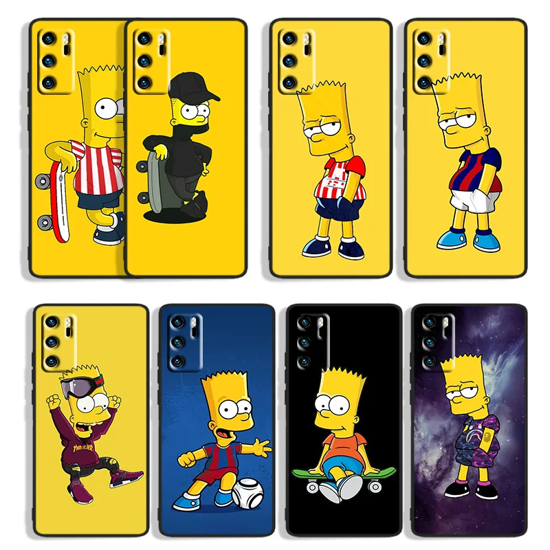 

Funny cartoon simpsons For Huawei Mate 40 30 20X 10 Lite P Smart S Z Plus Pro 2021 2020 2019 2018 Black Phone Case Capa