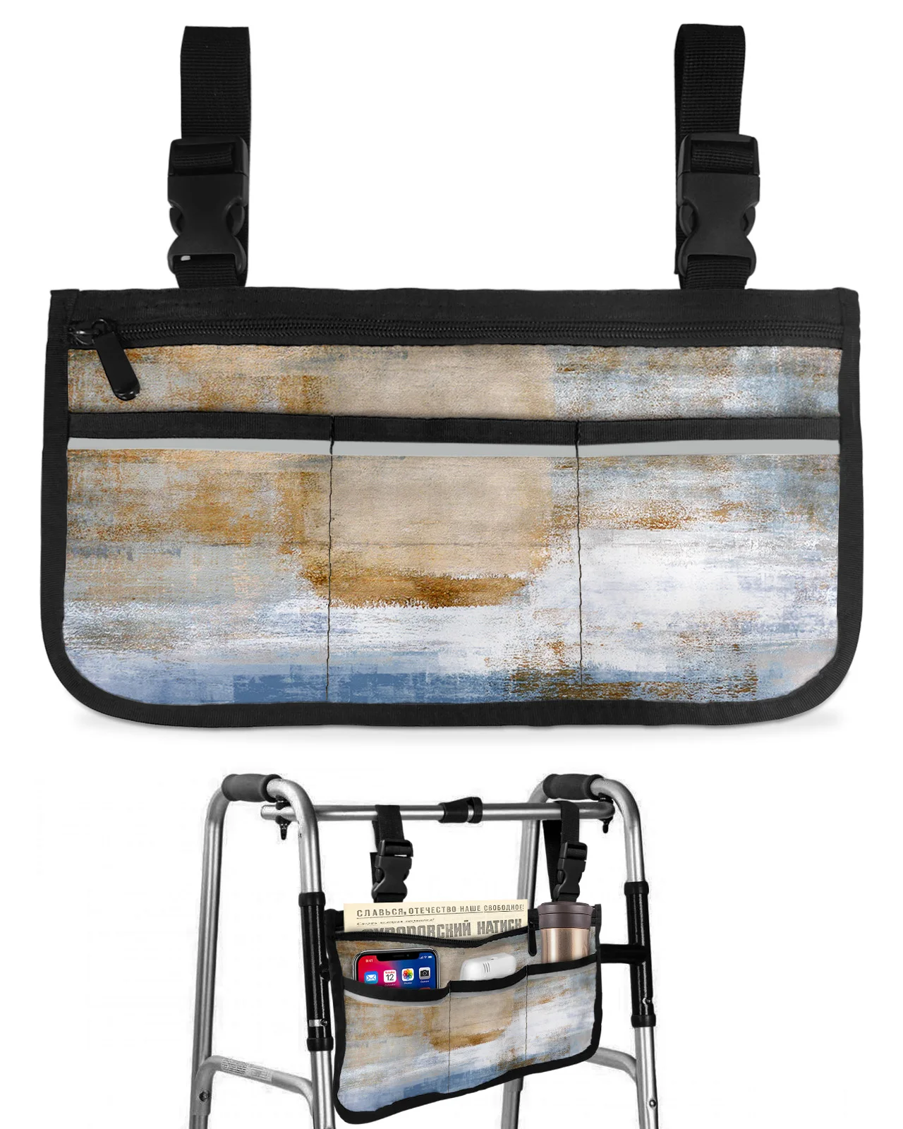 

Сумка для инвалидной коляски с абстрактным рисунком, текстура, с карманами, подлокотник, боковые Чехлы, для электрического скутера, чехол для хранения