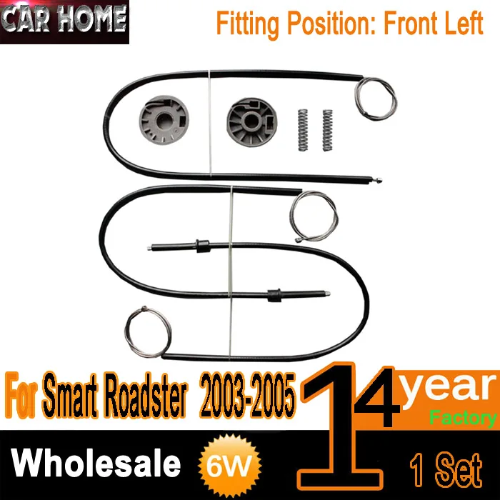 

FOR SMART ROADSTER WINDOW REGULATOR REPAIR KIT FRONT LEFT NSF 2003-2005 1Set cable + Roller and springs