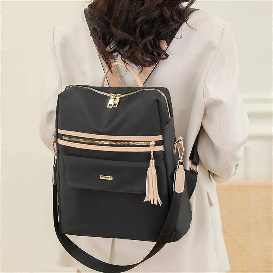 Women Nylon Shoulder School Bag For Teenage Female Multi-function Travel Bagpack Lady Casual School Backpack