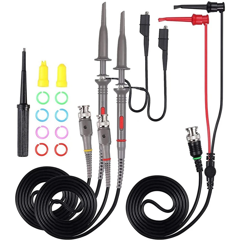 

P6100 100 Mhz Oscilloscope Clip Probes With BNC To Test Lead Kit