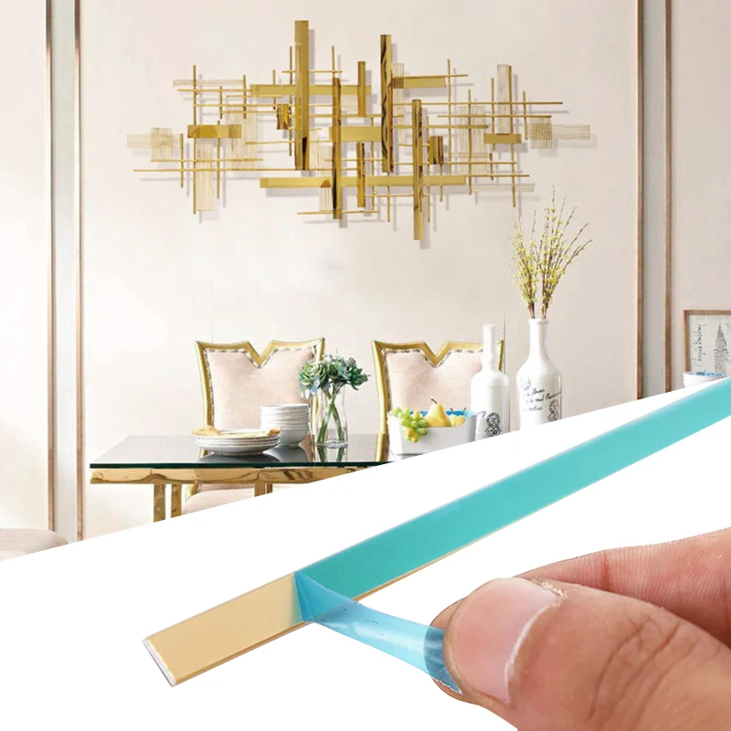 

5 Meter Stainless Steel Flat Decorative Lines Wall Sticker Silver Titanium Gold Background Wall Ceiling Edge Strip Self Adhesive