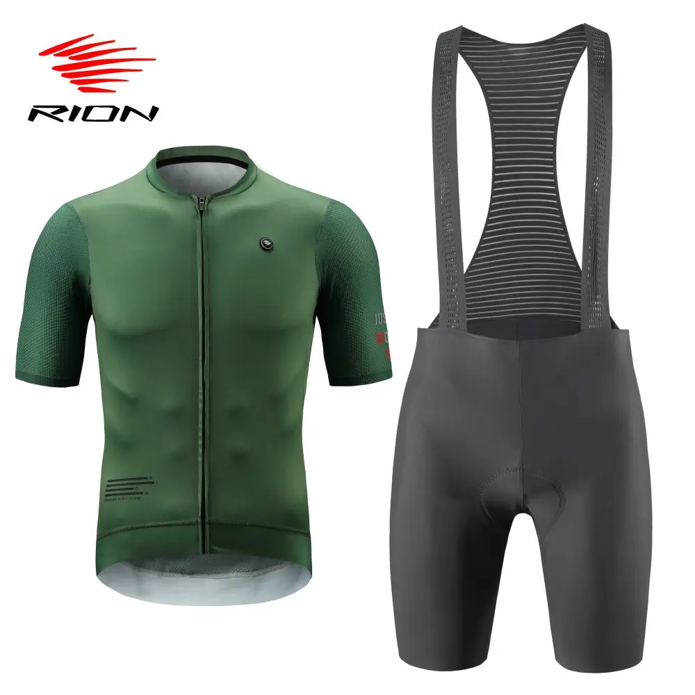 

RION Men Cycling Jersey Set MTB Bicycle Clothes Shirts Bib Shorts Sets Riding Suit Road Bike Wear Padding Tights Uniform Summer