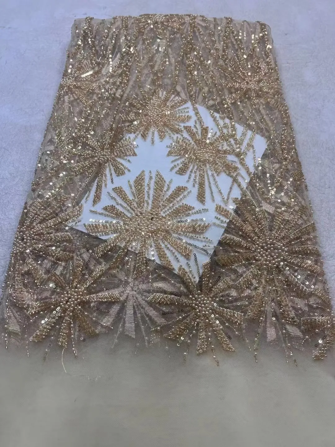 Африканская 3D кружевная ткань 2024 высококачественные для жениха Beads кружевной