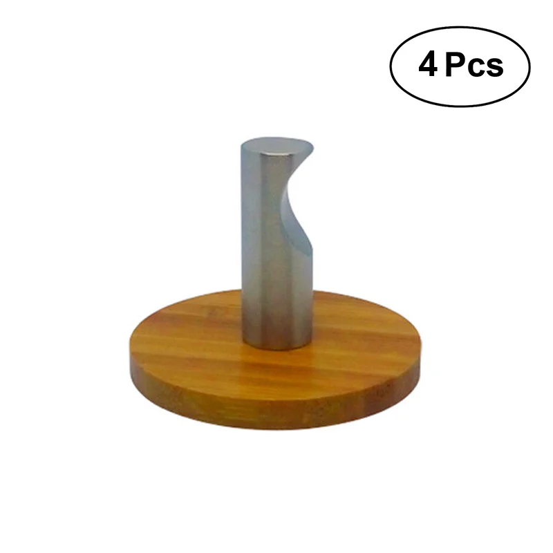 

4 Ppcs Notchy Adhesive Hooks Bamboo Wood & Stainless Steel Wall Hangers for Clothes Towel Holder for Home Kitchen