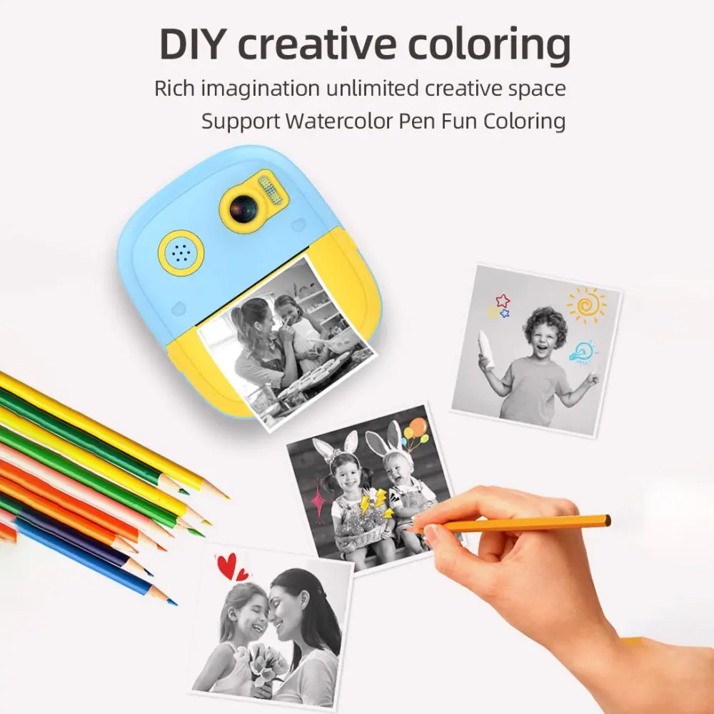 Детская камера с мгновенной печатью фотографий мини-цифровая видеокамера для