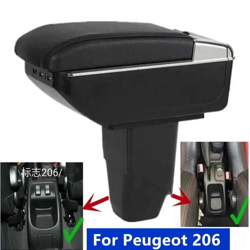 Для Peugeot 206 Подлокотник Автомобильный подлокотник Центральный ящик для хранения