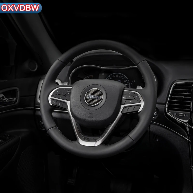 

For Jeep Grand Cherokee accessories Steering Wheel decorate carbon fiber automotive interior trim stickers 2014-2022