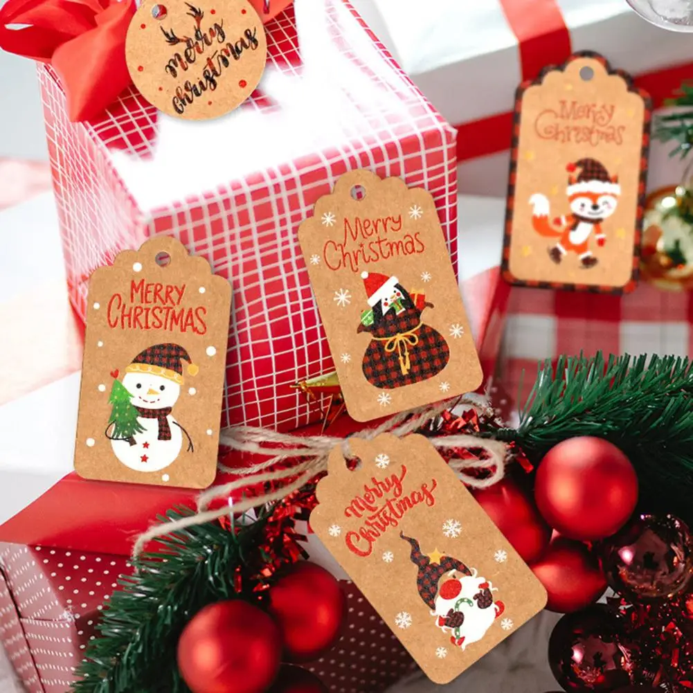 

50Pcs Durable Christmas Tree Cards Deer Kraft Paper Christmas Pendants for Party Christmas Pendants