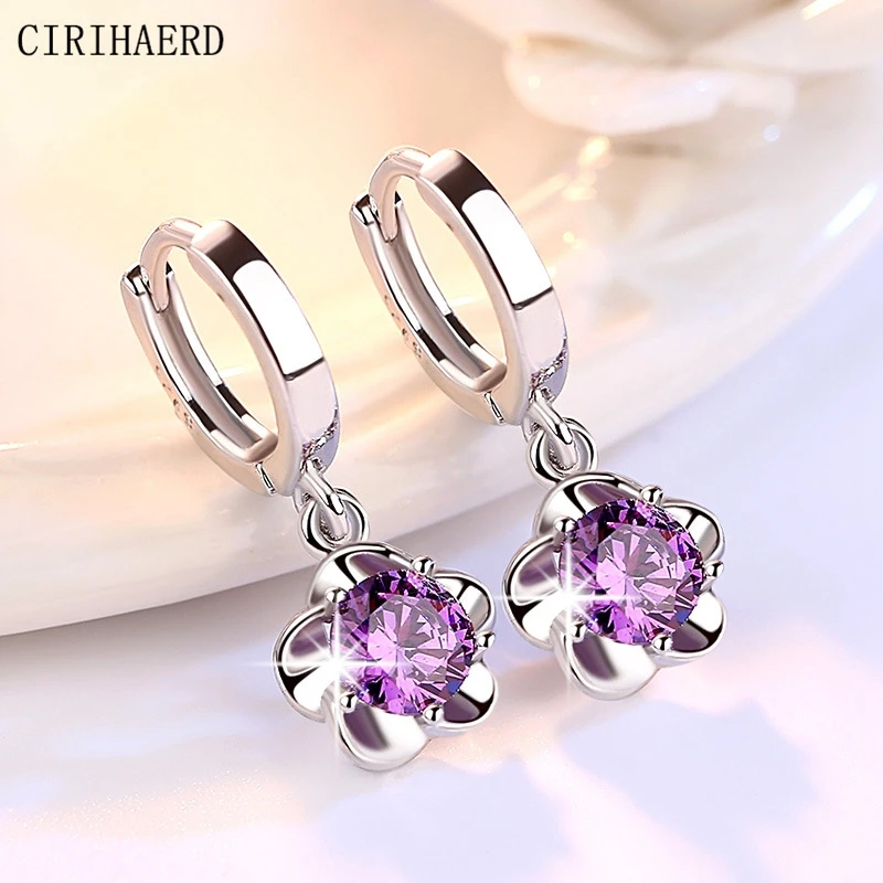 

2 Types Fashion Piercing Ear High Quality Zircon Flower Hanging Earrings Luxury Jewelry Earrings For Women Gift Wholesale Hots