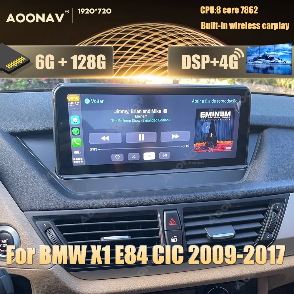 

Автомобильный радиоприемник на Android, 128 ГБ, для BMW X1 E84 CIC 2009-2017, GPS-навигация, мультимедийный плеер, экран android, автомобильный iDrive carplay
