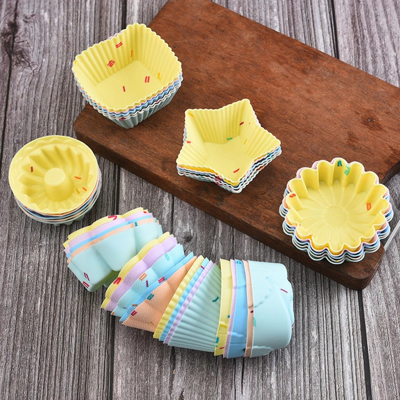 

5PCS/Set Silicone Cake Cupcake Cup Cake Tool Bakeware Baking Silicone Mold Cupcake And Muffin Cupcake For DIY Random Color