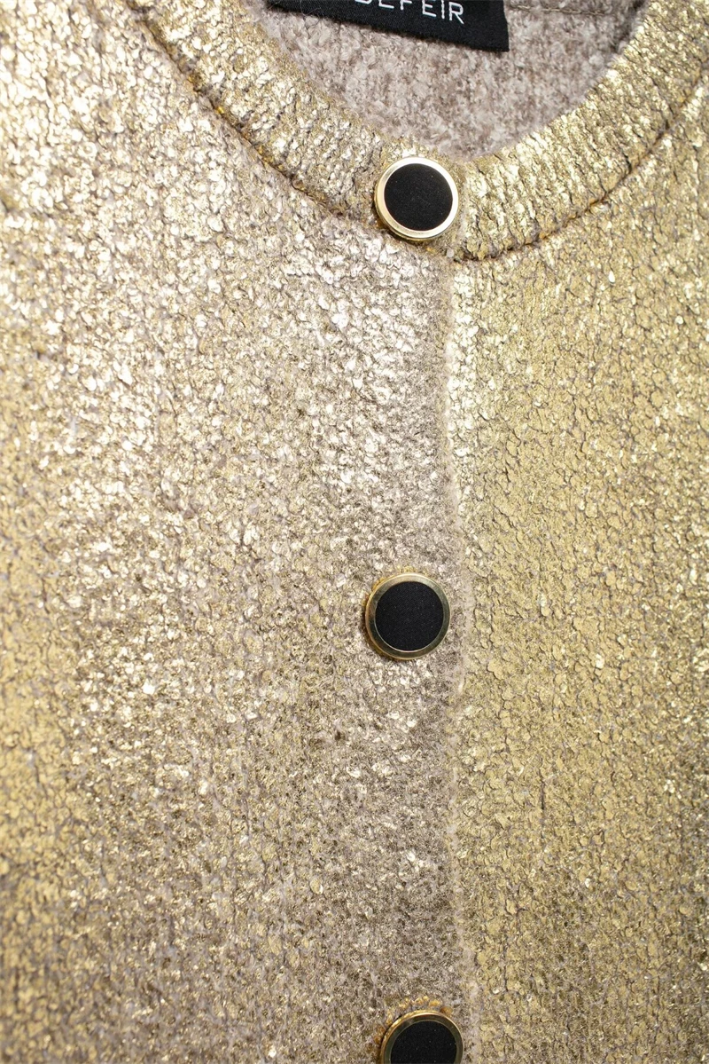 Женские топы TRAF новинка 2024 модная трикотажная куртка с текстурой металлической