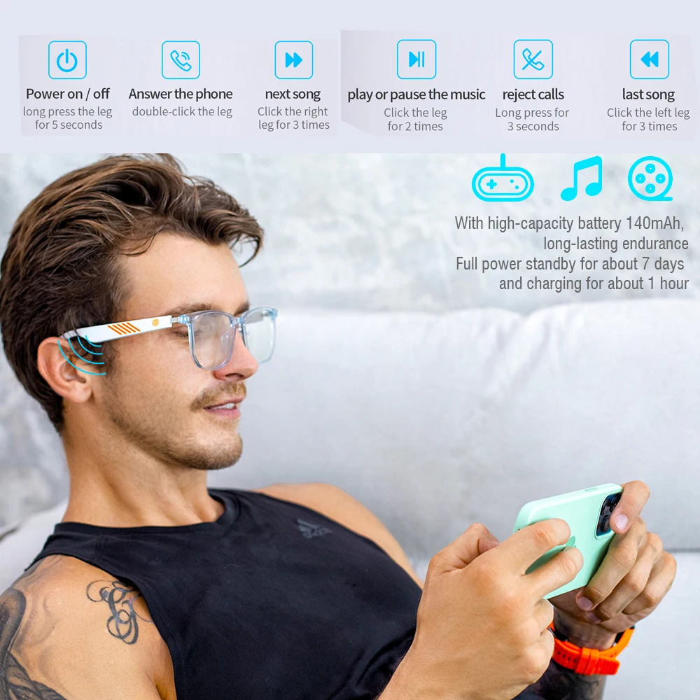 Смарт-очки MX06 с защитой от BlueLight Bluetooth 5 0 IP67