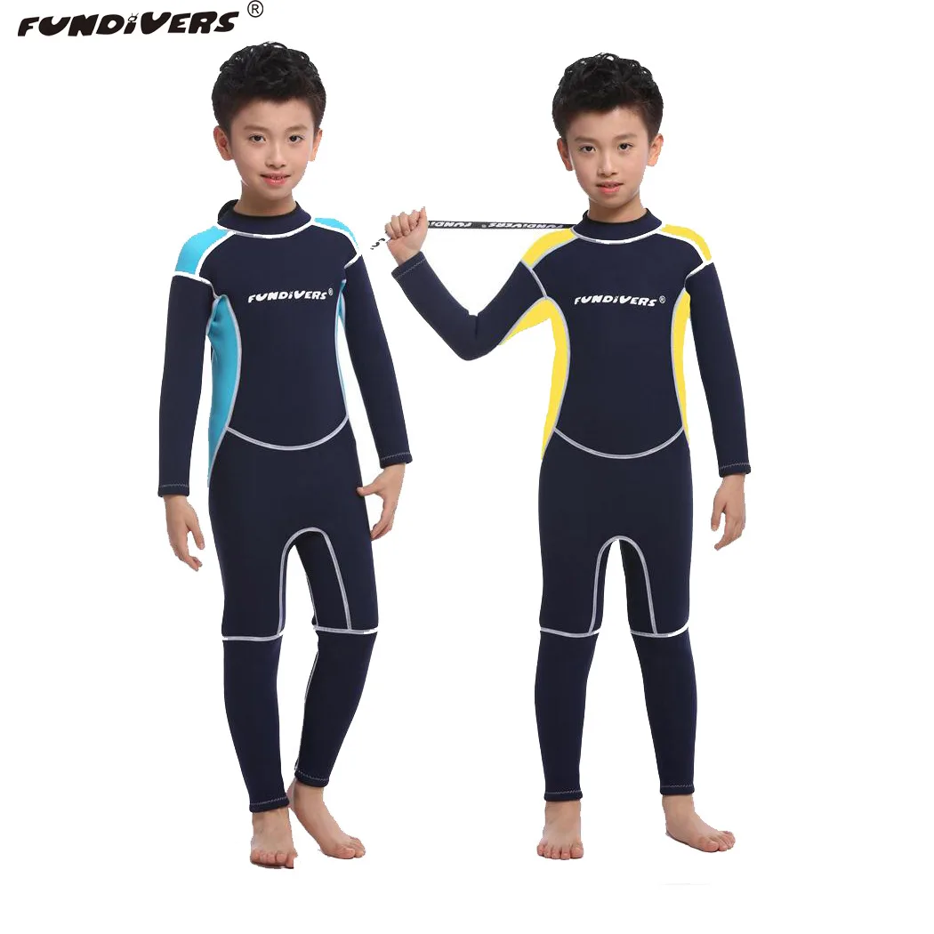 

2.5MM Neoprene Wetsuits Kids Swimwears Diving Suits Long Sleeves Boys Girls Surfing Children Rash Guards Snorkel One Pieces