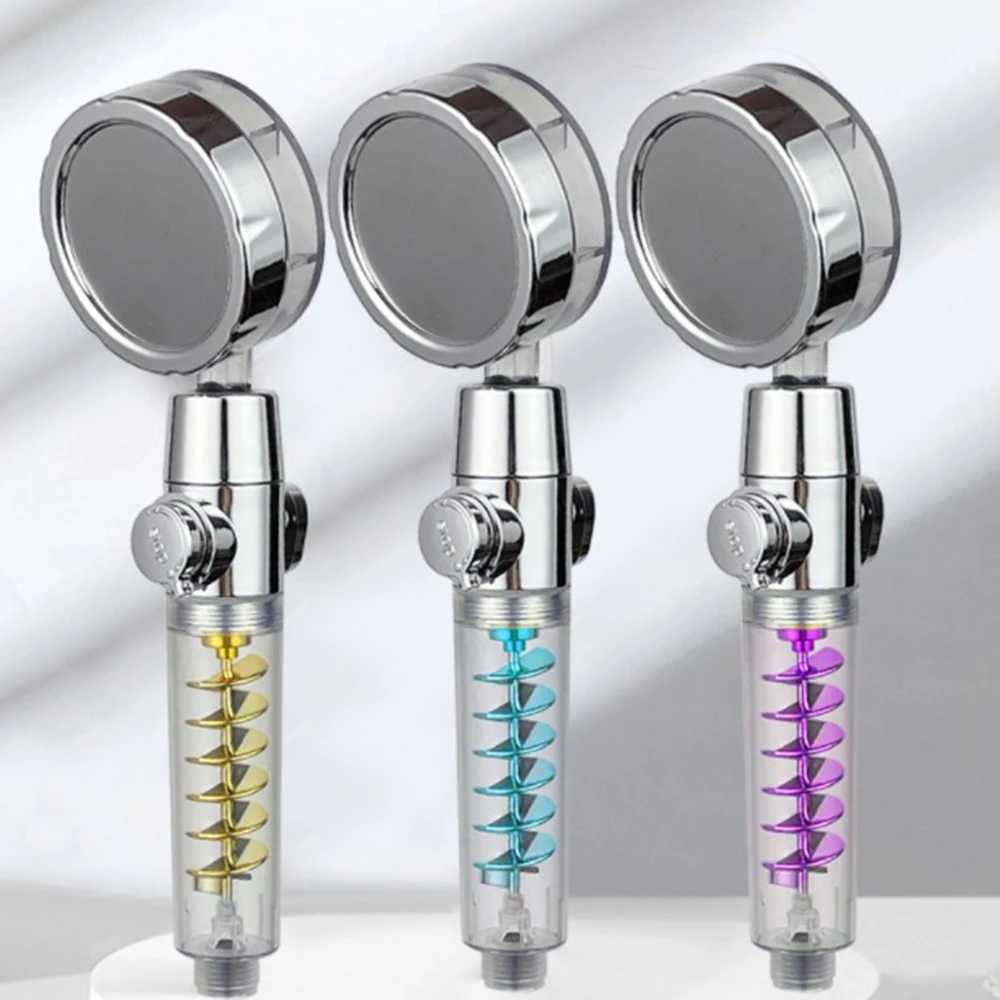 

Bathroom Shower Head Water Saving Flow 360° Rotating With Small Fan Adjust High Pressure Spray Shower Head Household