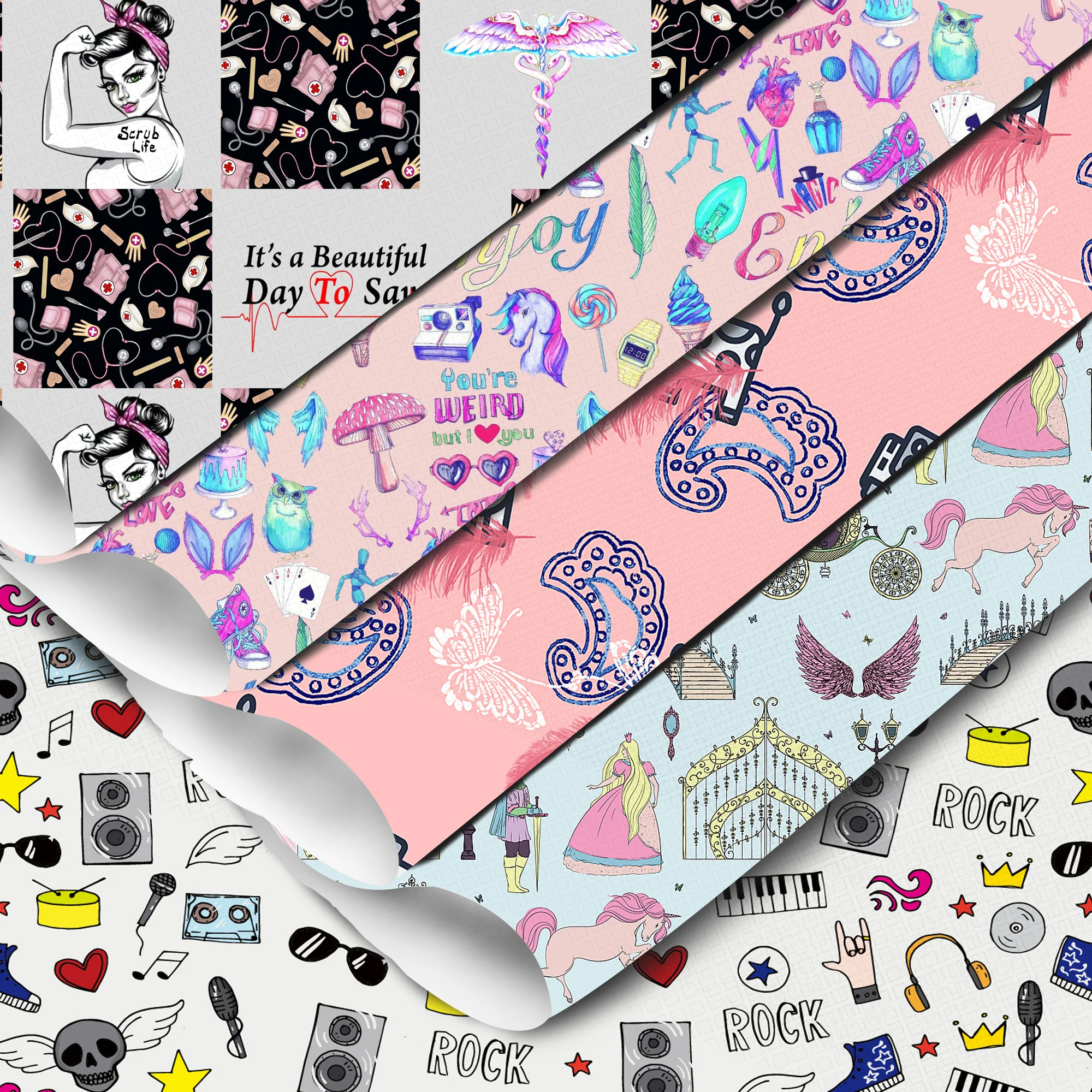 20*33cm Angie Love Girl Skull Printed Synthetic Faux Leather Sheet Fabric Making Bows Bag Gift Handmade Vinyl