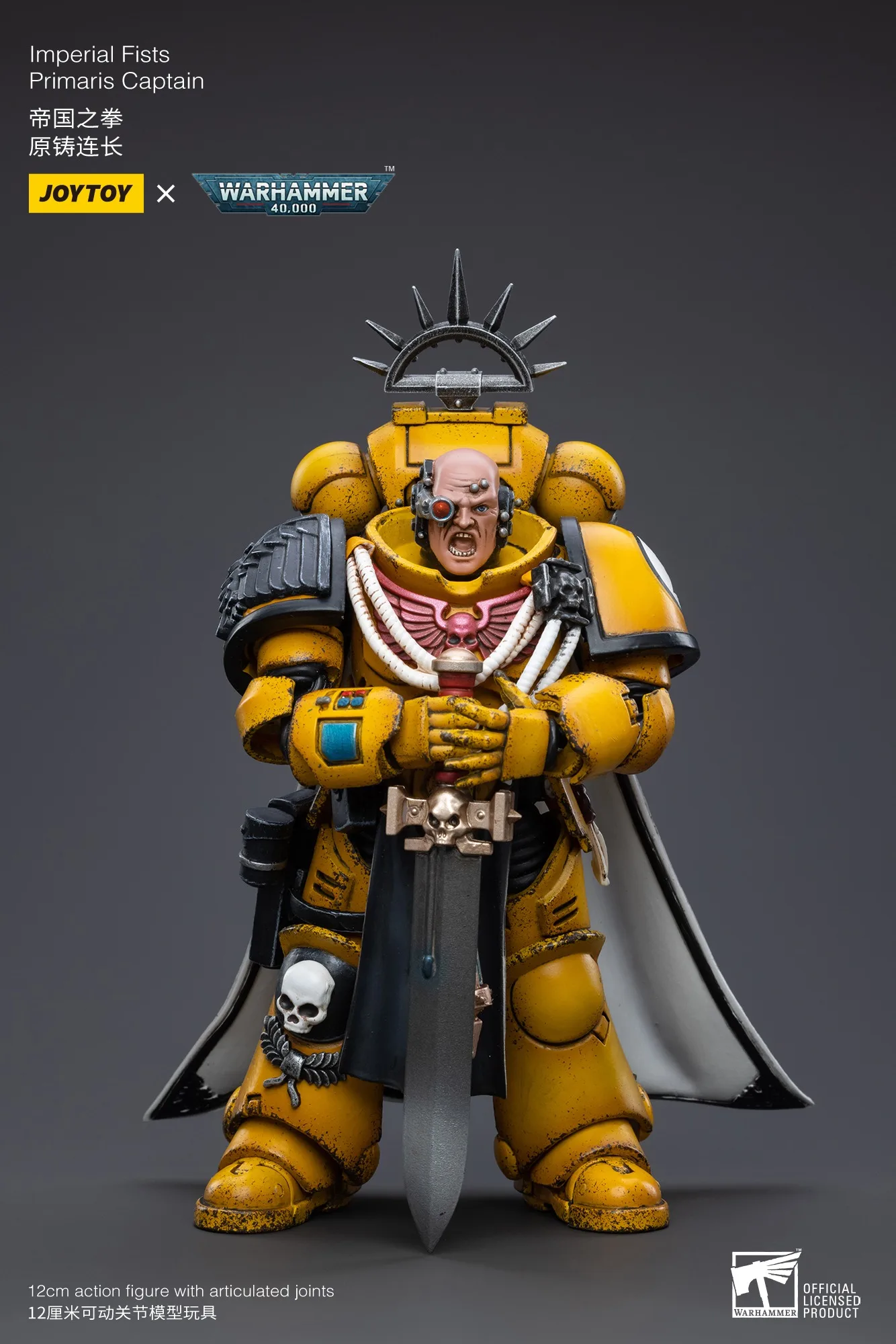 Фото Фигурки JOYTOY Warhammer 40K, 1/18, имперские кулаки, модель капитана Primaris, игрушка, подарки для мальчиков, 3,75 дюйма №2