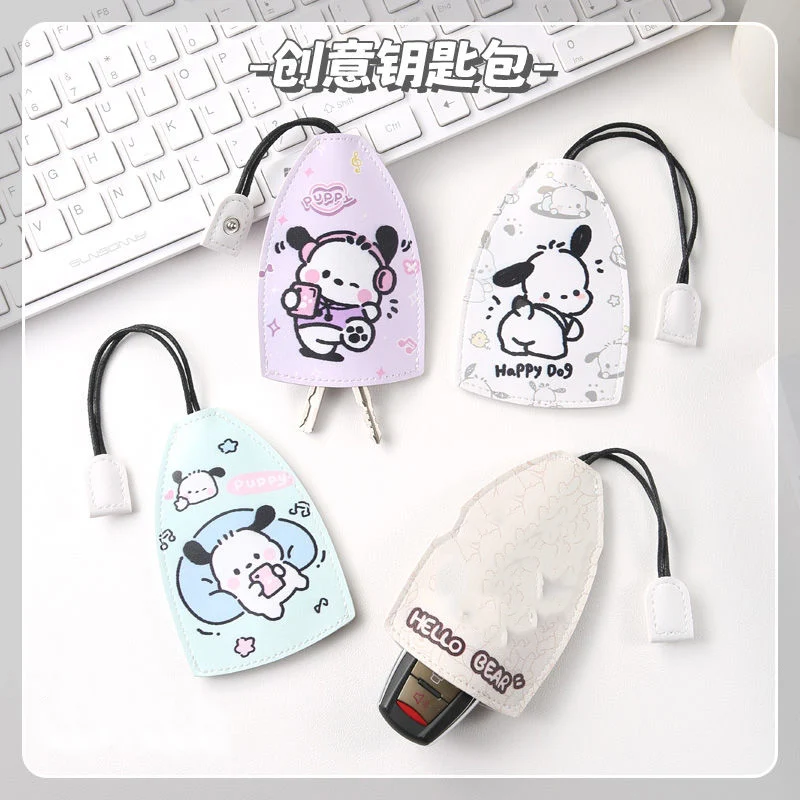 

Sanrio Pachacco Kuromi Cinnamoroll, креативный выдвижной Электрический Автомобильный ключ, кожаный брелок для ключей