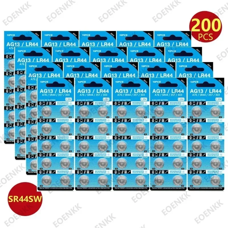 200 шт. AG13 LR44 A76 1 55 В кнопочные батарейки для часов игрушек пульт дистанционного