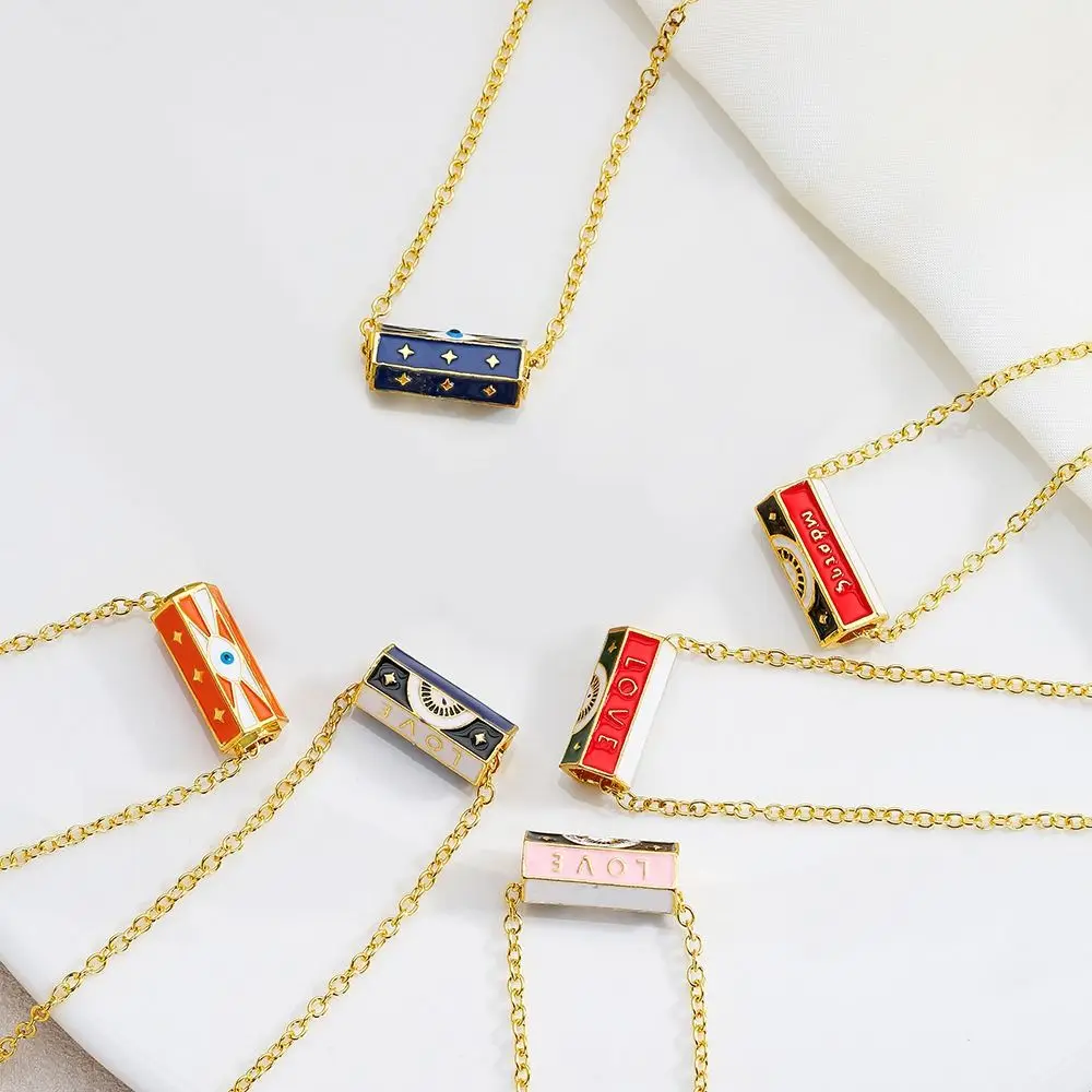 

Enameled Copper Necklace Jewelry Necklace Multi-faceted Star Pattern Hexagonal Barrel Column Hot Necklace Accessories