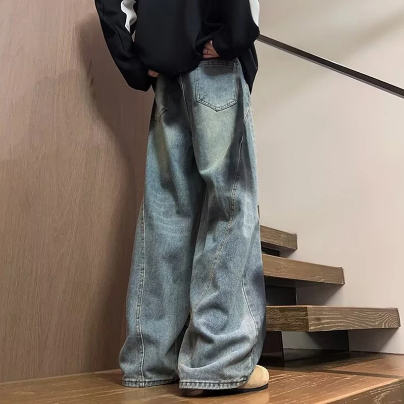 FEWQ Мужские джинсы с американским граффити High Street Vibe Свободные широкие мешковатые