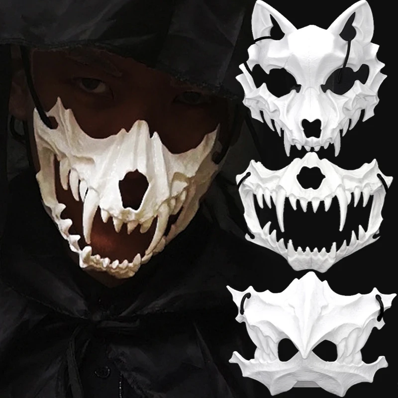 

Halloween Mask Skull Party Anime Dragon God Skeleton Half Face Masks Bone Skull Animals Mask Cosplay Dance Prom Costume Props