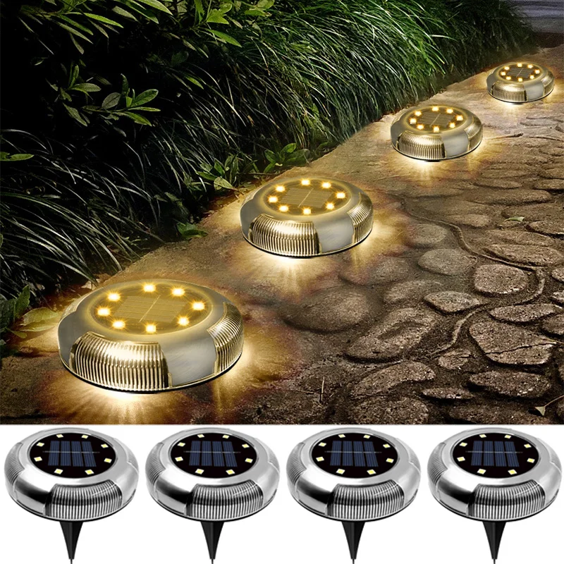 Stainless Steel Outdoor Lawn Solar LED Lights Solar Lamp Garden Light Pathway Landscape Waterproof Solar Lawn Lamp Yard Decor