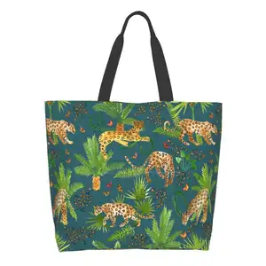 Jaguar Animal Print Reusable Household Tote Bags Storage Bags Animal Large Cat Wild Cat Animal Forest Rain Forest Bedroom